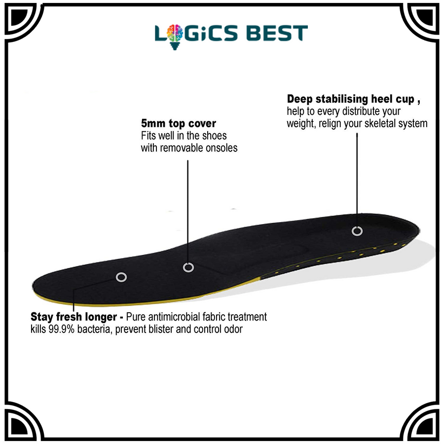Plantar Fasciitis Flat Feet Insoles Arch Supports Orthotics Relieve High Arch, Foot, Heel Pain (US Mens 6.5-9 Womens 8-11.5)